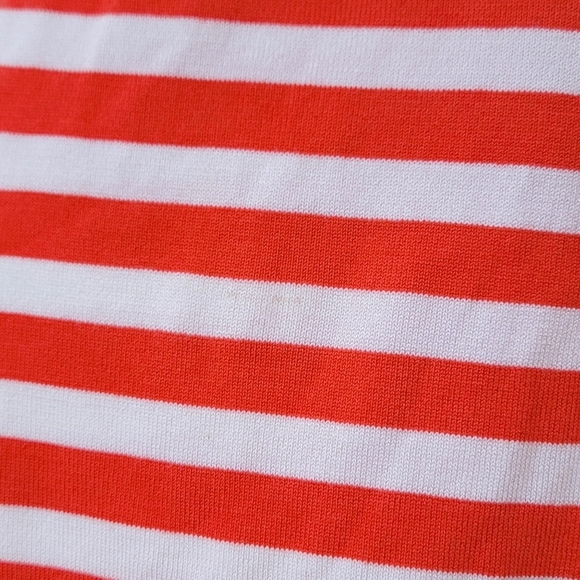 Jamison Evereve NWT Blood Orange White Striped Cold Shoulder Sweater Size Large - Picture 8 of 10